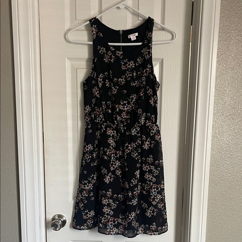 Xhilaration Black Floral Sleeveless Mini Dress
